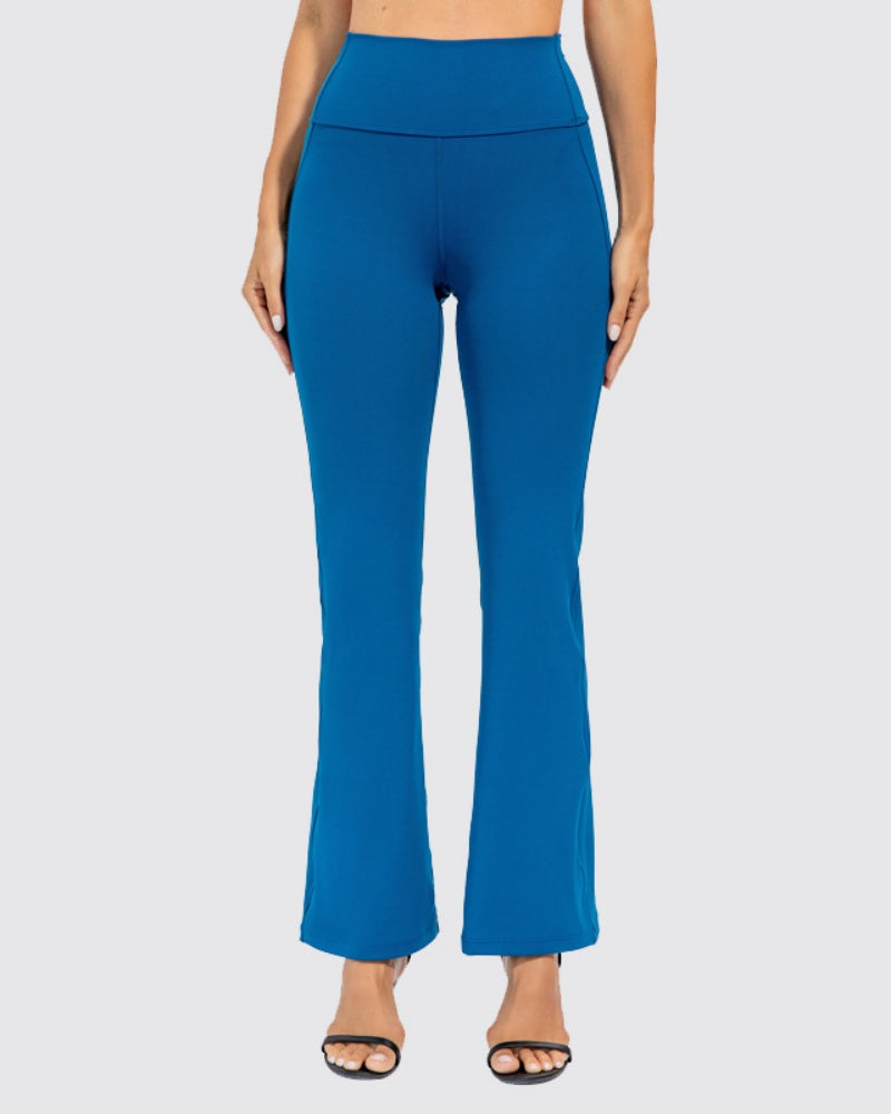 Peach High-Waisted Flared Yoga Pants for Stretch and Comfort - Hip Lift Design