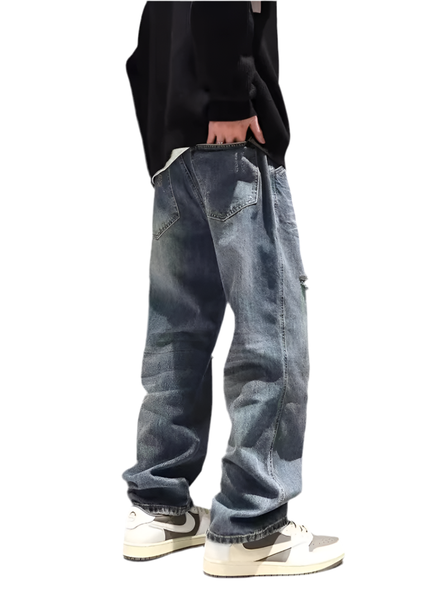 Vintage Ripped Baggy Straight Hip Hop Streetwear Trousers