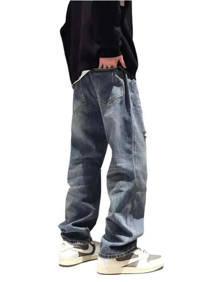Vintage Ripped Baggy Straight Hip Hop Streetwear Trousers