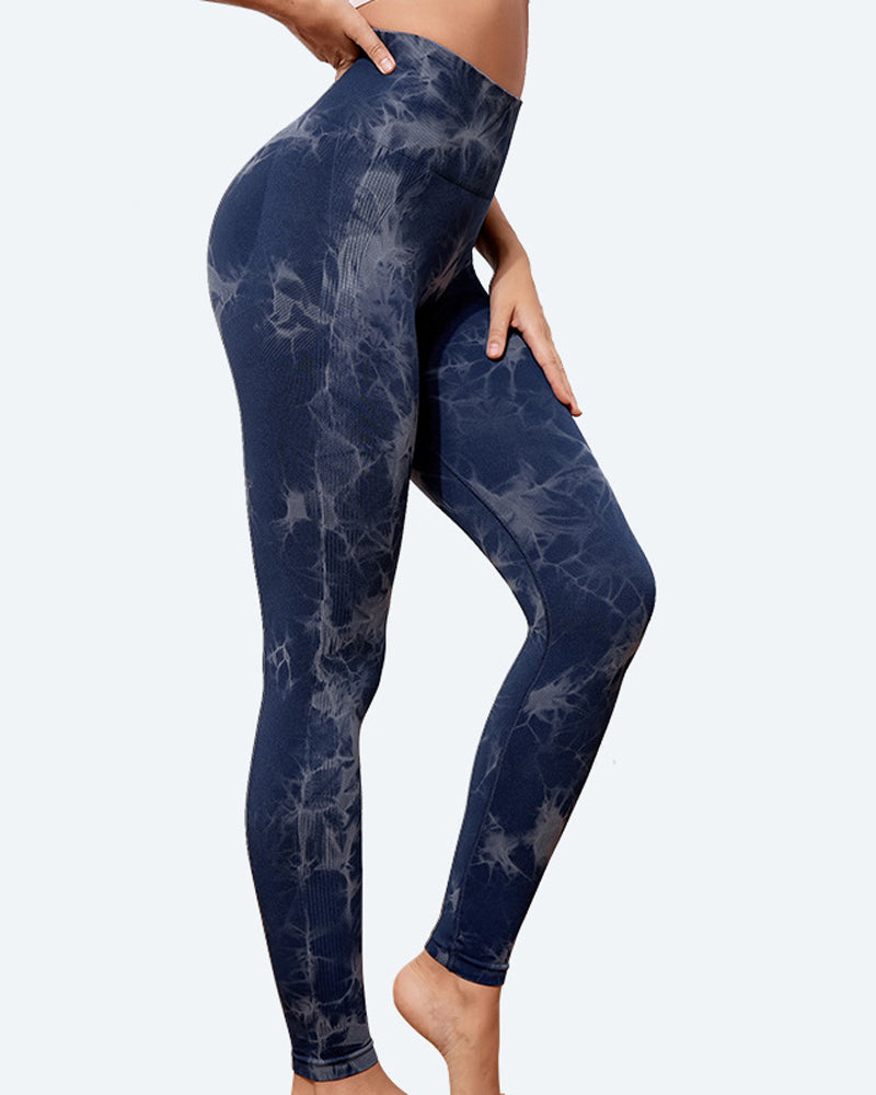 Full-Length Tie Dye Tummy Control Leggings - Soft Stretch Yoga and Fitness Pants