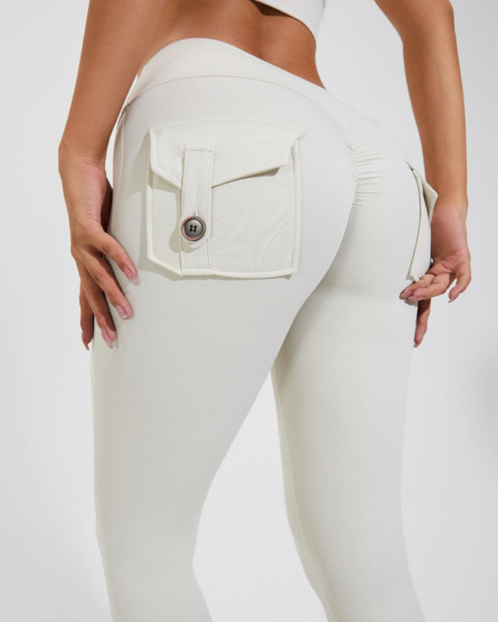 Peach Cargo Pocket Fitness Leggings