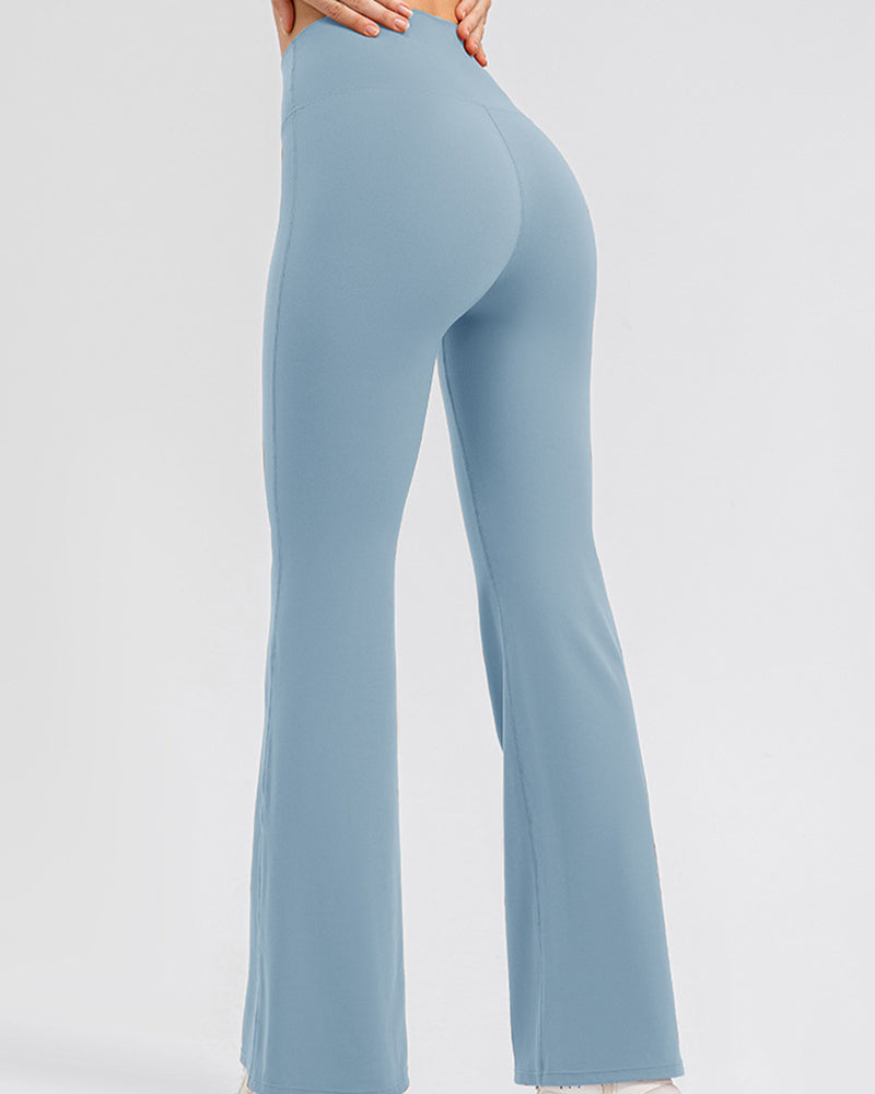 Flared Yoga Pants with High Waist and Hip Lift Design