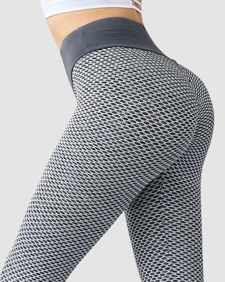 Honeycomb High-Waist Yoga Pants - Butt Lifting & Anti-Cellulite Workout Leggings