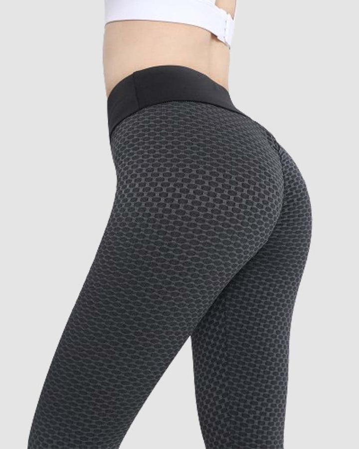 Honeycomb High-Waist Yoga Pants - Butt Lifting & Anti-Cellulite Workout Leggings