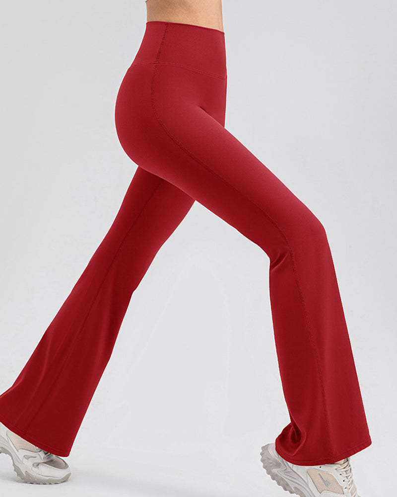 Flared Yoga Pants with High Waist and Hip Lift Design