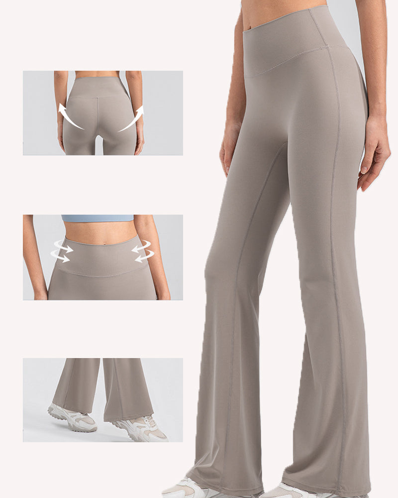 Flared Yoga Pants with High Waist and Hip Lift Design