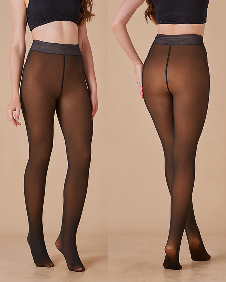 Warm Fleece-Lined Shapewear Leggings - Stylish Translucent Comfort Tights