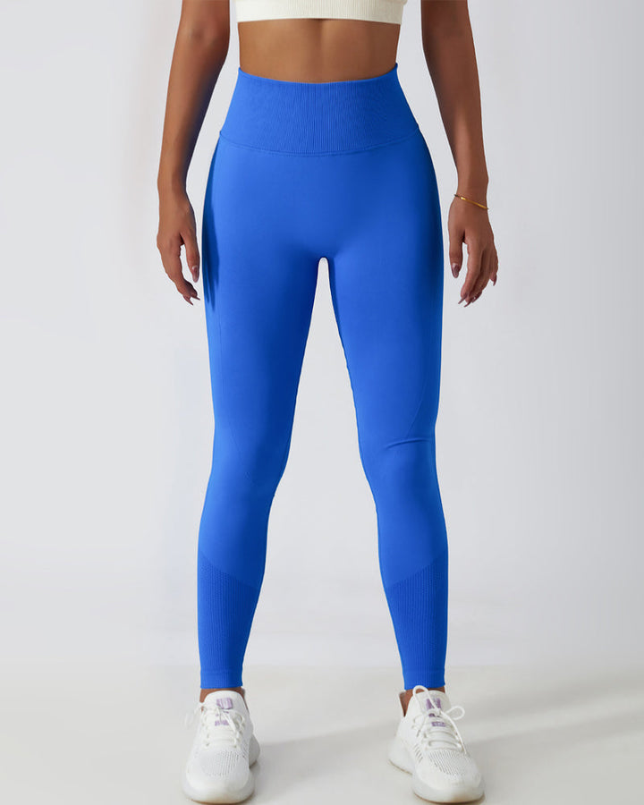 High-Waisted Breathable Yoga Leggings with Seamless PO-Lift Knit Design