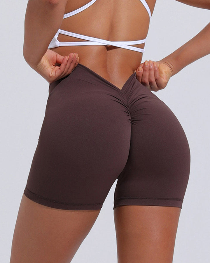 V-Back Push-Up High-Waist Hip-Lifting Yoga Workout Shorts