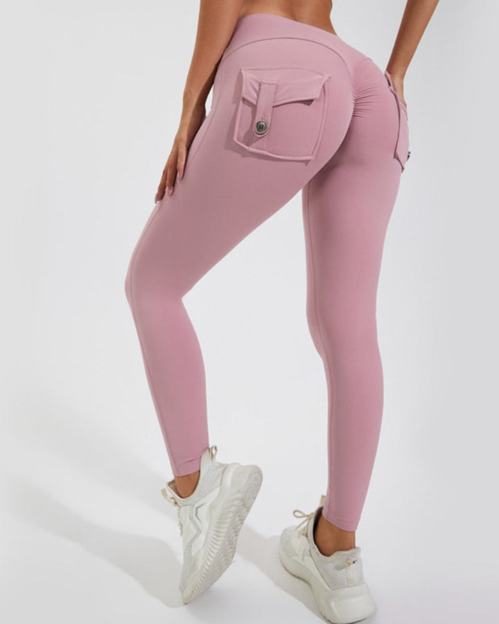 Peach Cargo Pocket Fitness Leggings