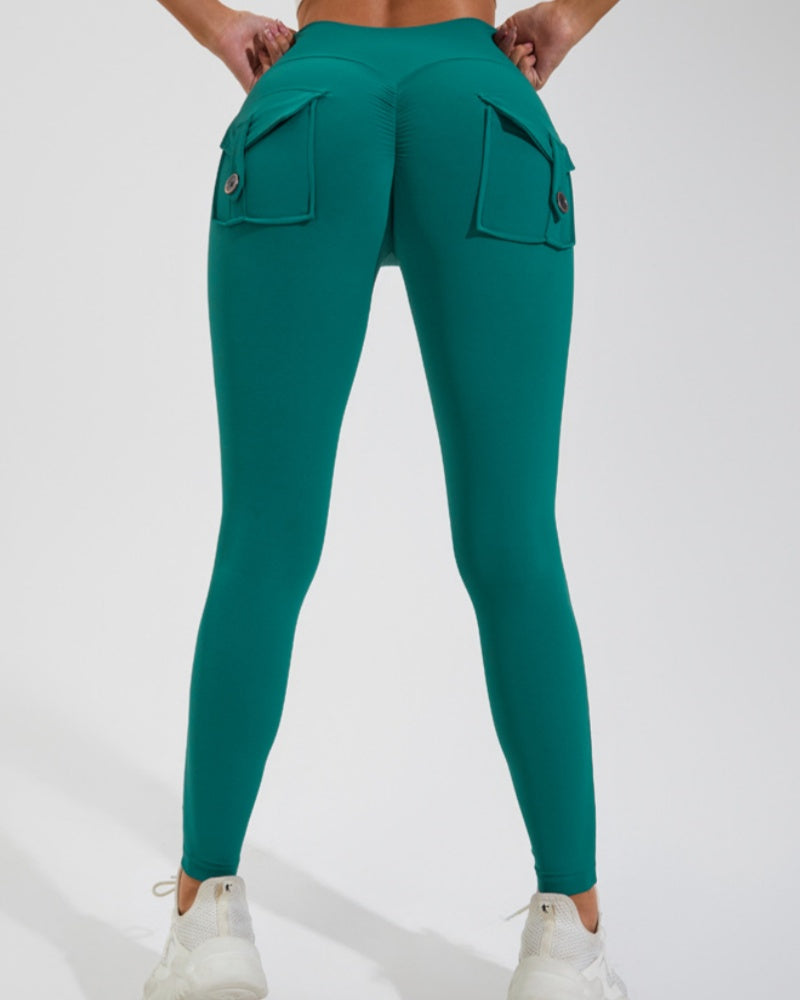 Peach Cargo Pocket Fitness Leggings