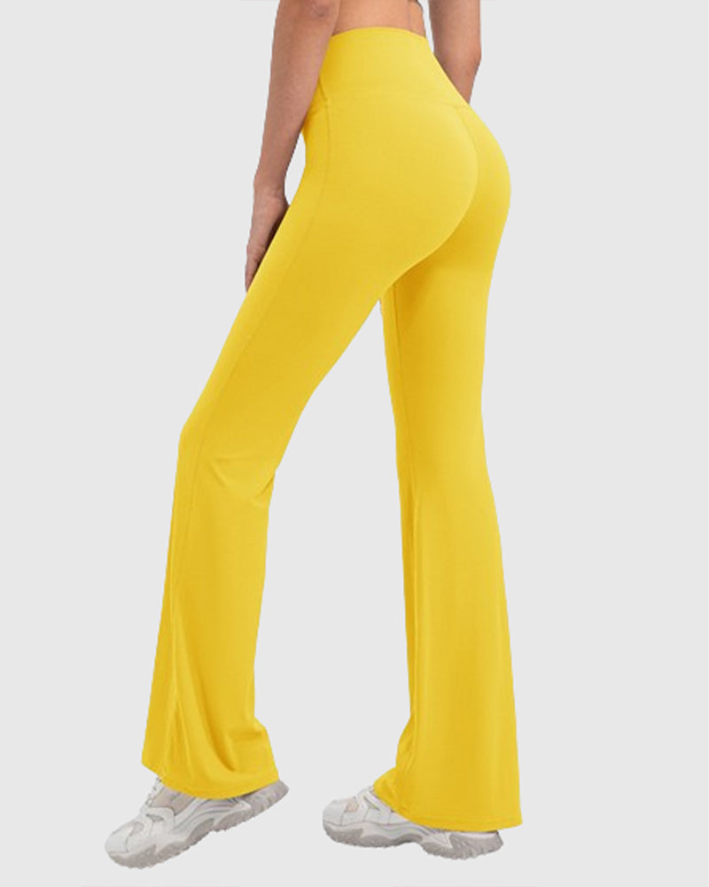 Flared Yoga Pants with High Waist and Hip Lift Design