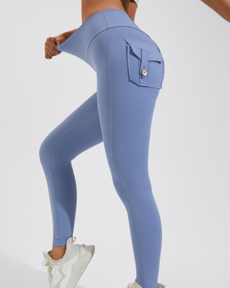 Peach Cargo Pocket Fitness Leggings