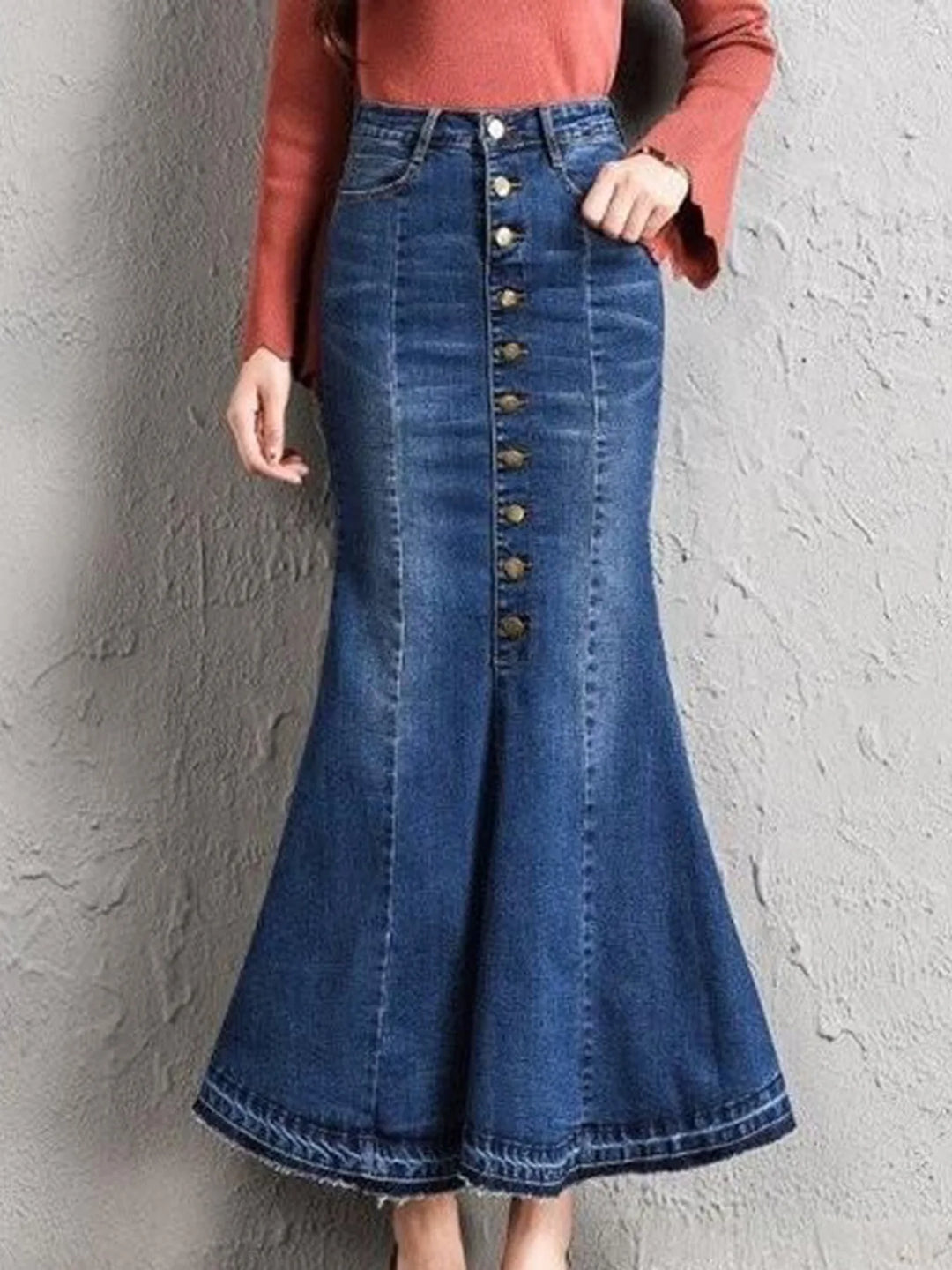Slim Fit Denim Mermaid Skirt