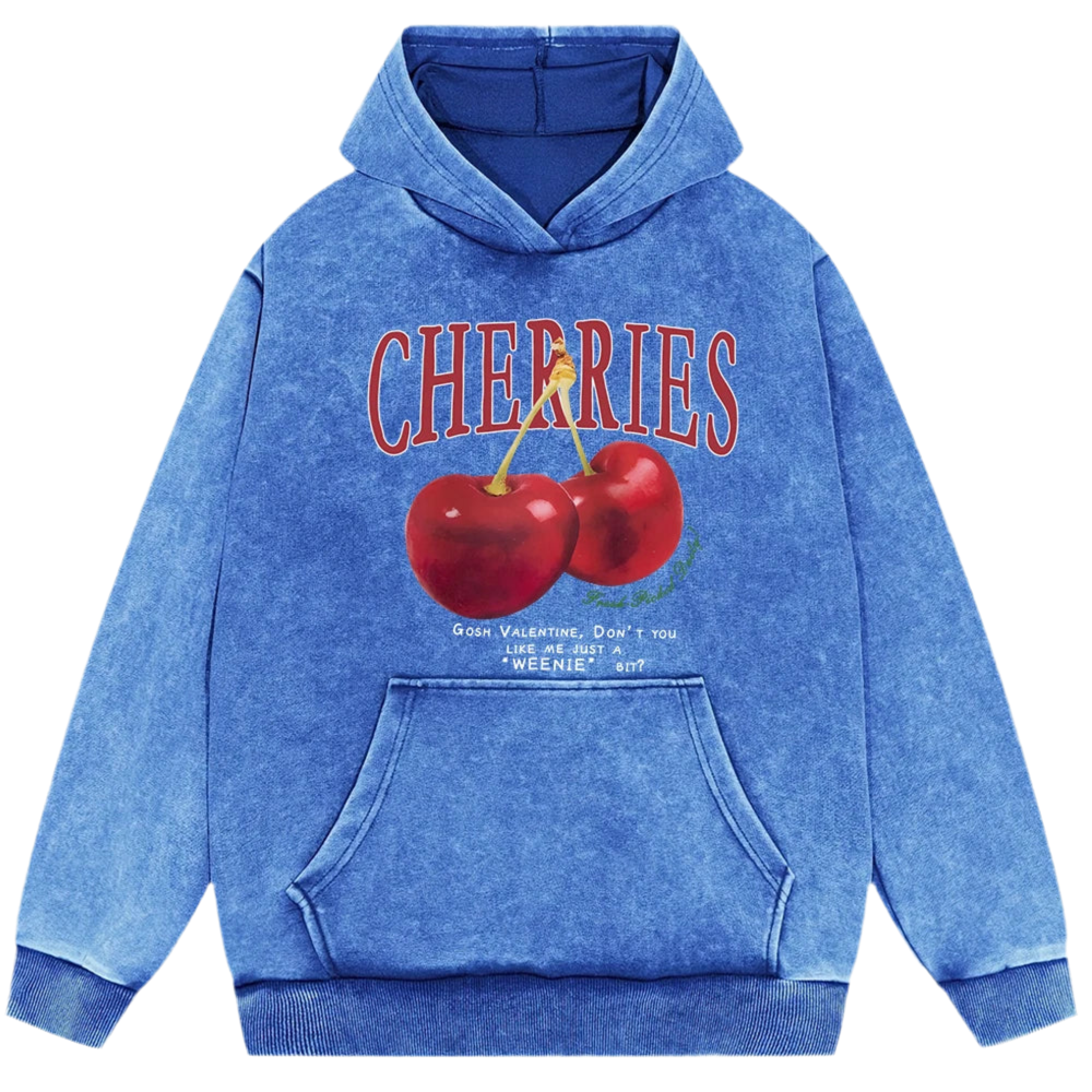 Cherries Print Oversized Cotton Hoodie