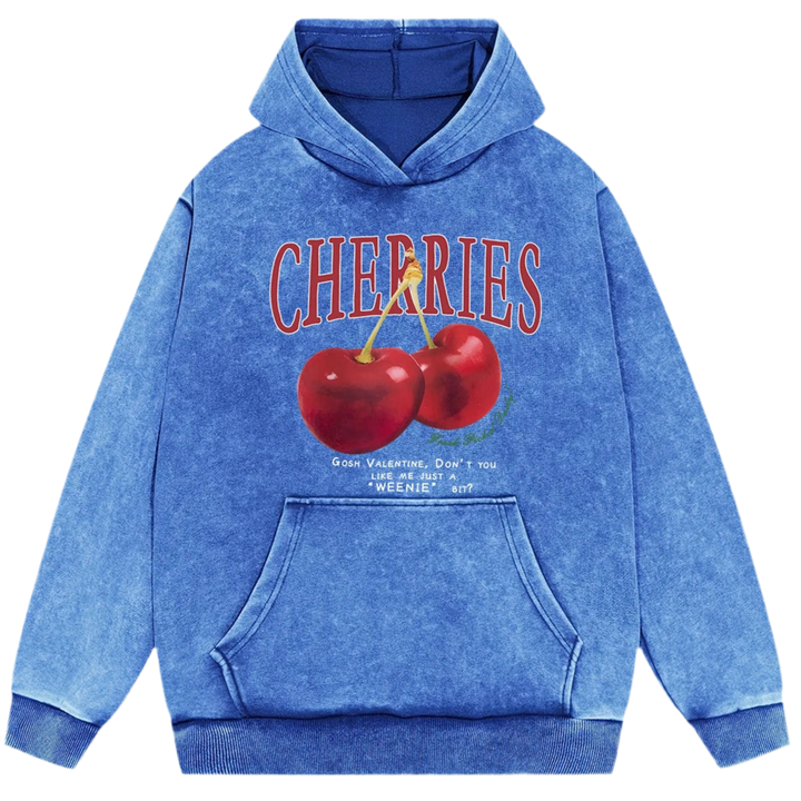 Cherries Print Oversized Cotton Hoodie