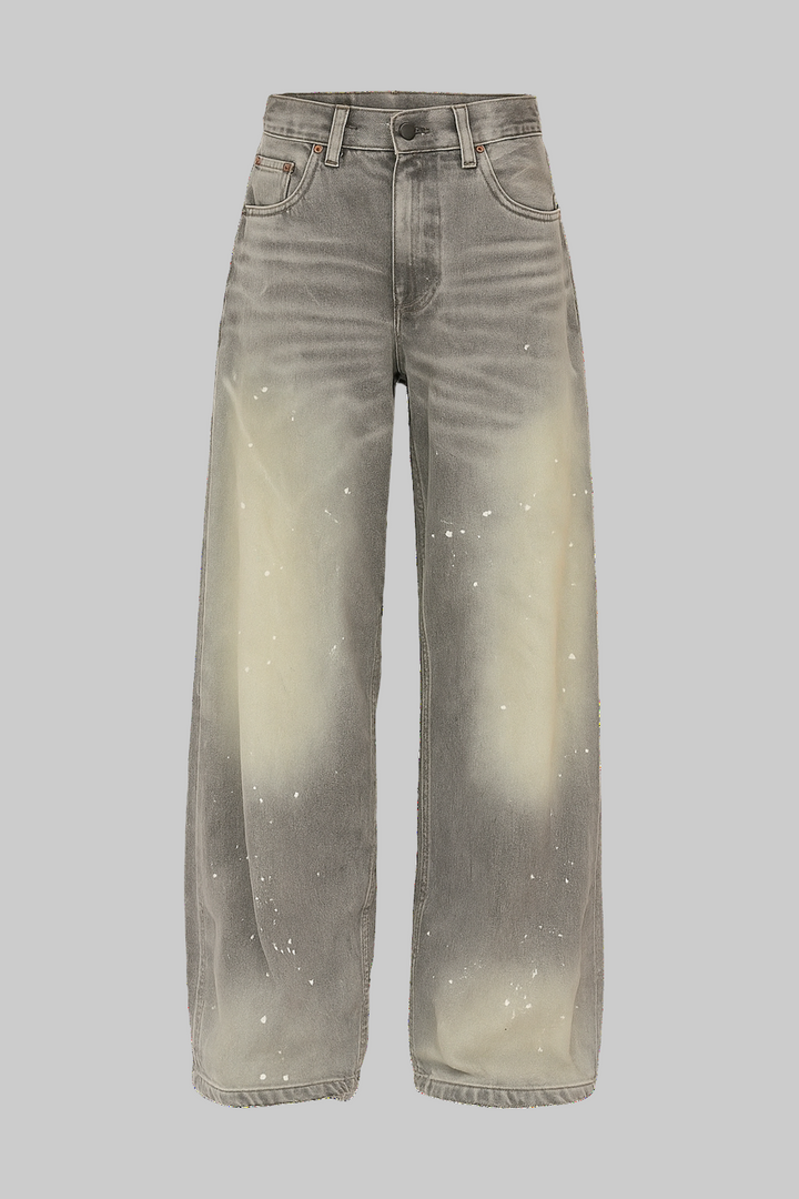 American High Street Retro Splattered Ink Baggy Jeans