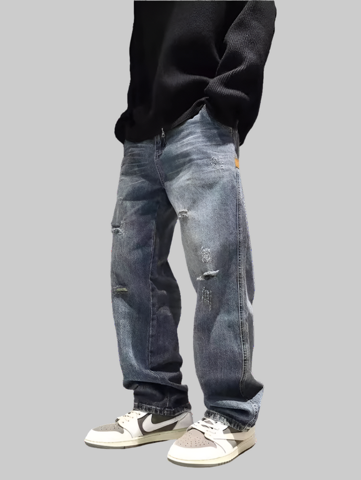 Vintage Ripped Baggy Straight Hip Hop Streetwear Trousers