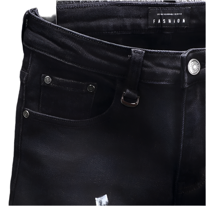 Retro Stretch Slim Fit Patched Ripped Jeans