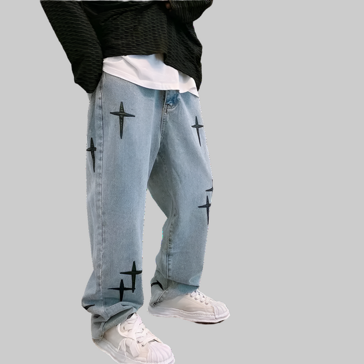 Printed American Baggy Wide Leg Jeans