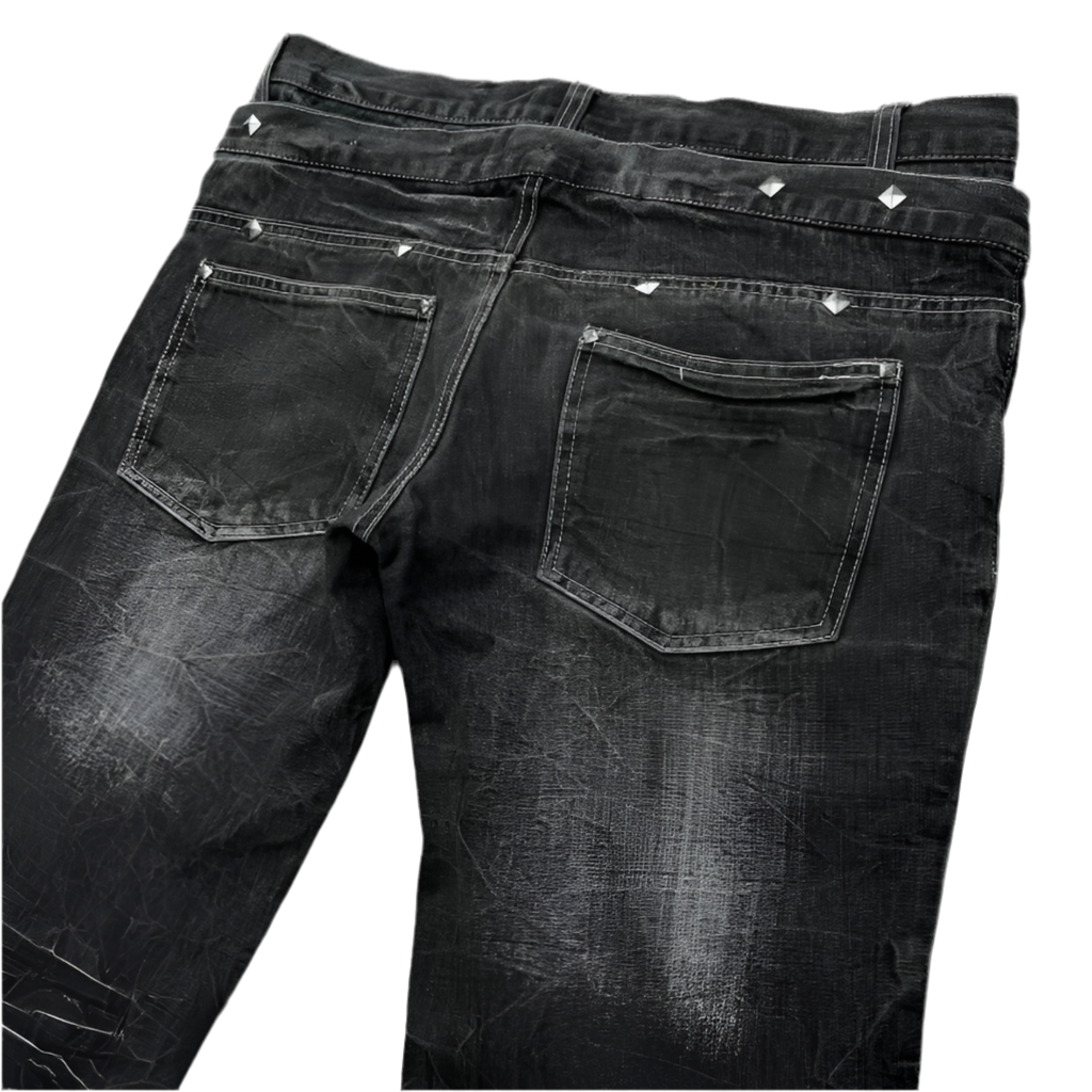 Washed Unisex Gothic Micro Flared Lace-Up Jeans