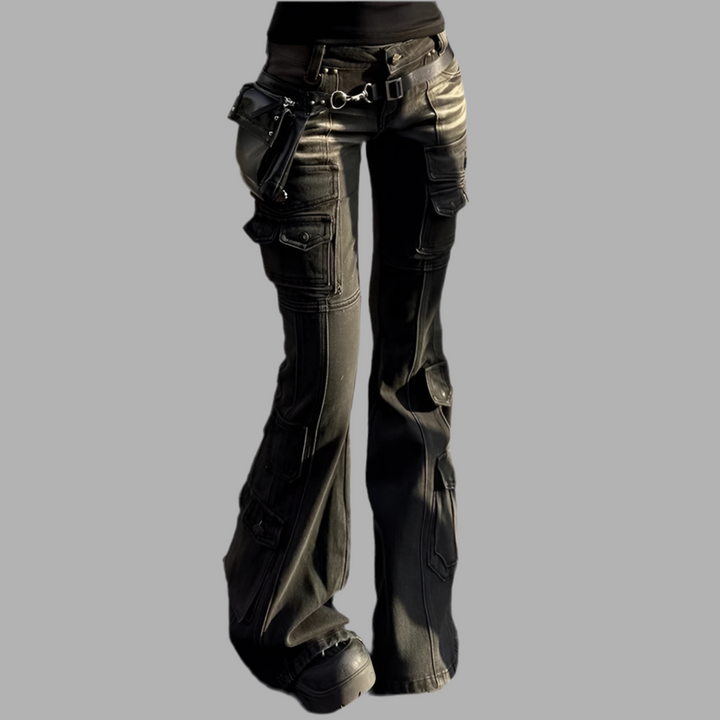 Low Waist Distressed Gothic Cargo Jeans