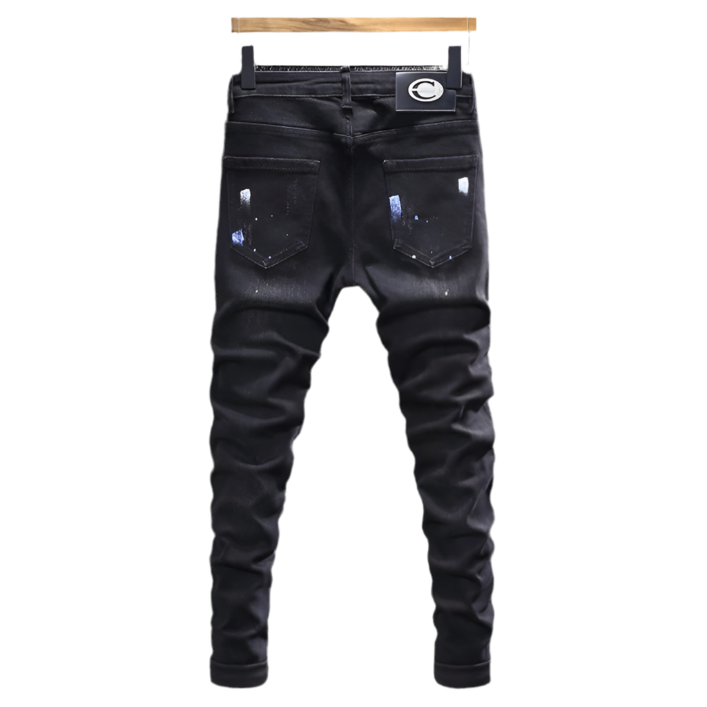Retro Stretch Slim Fit Patched Ripped Jeans