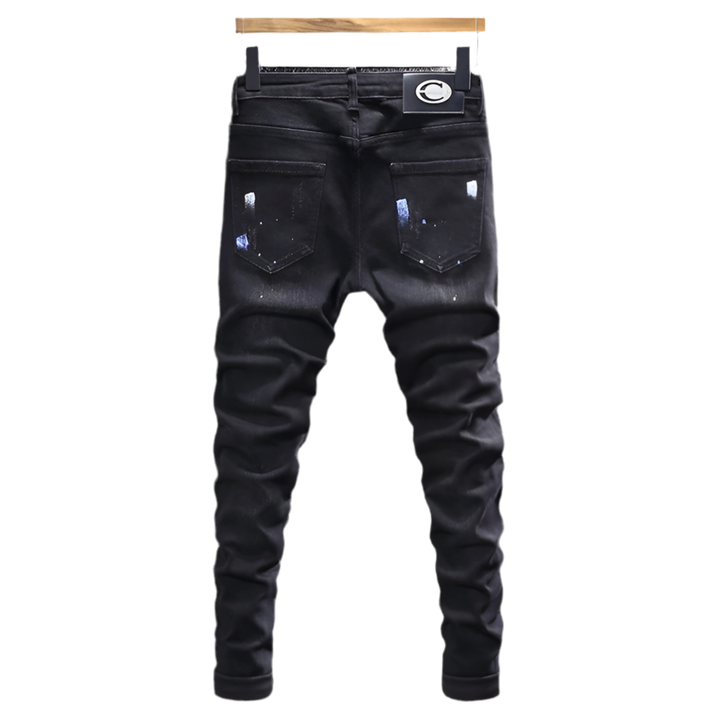 Retro Stretch Slim Fit Patched Ripped Jeans