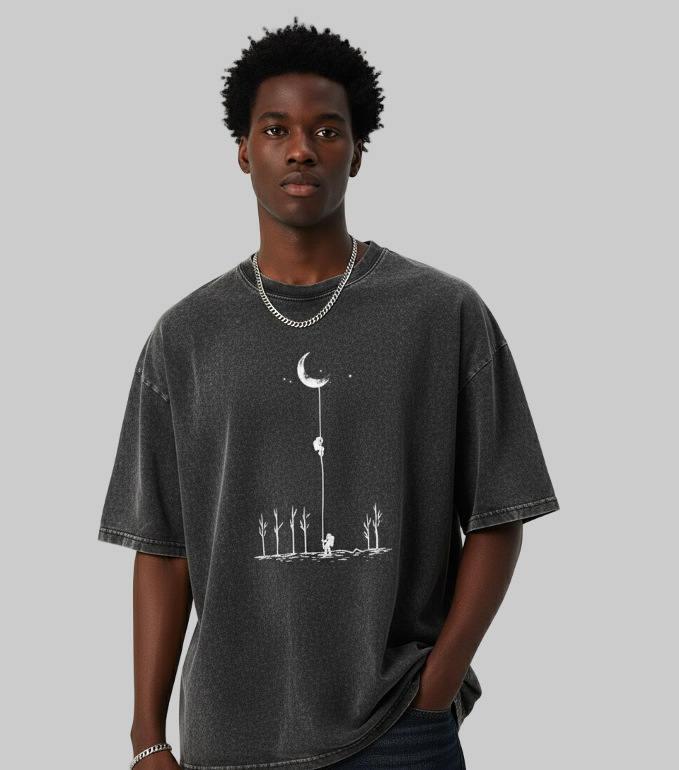 Oversized Washed Retro Finish Print Tees