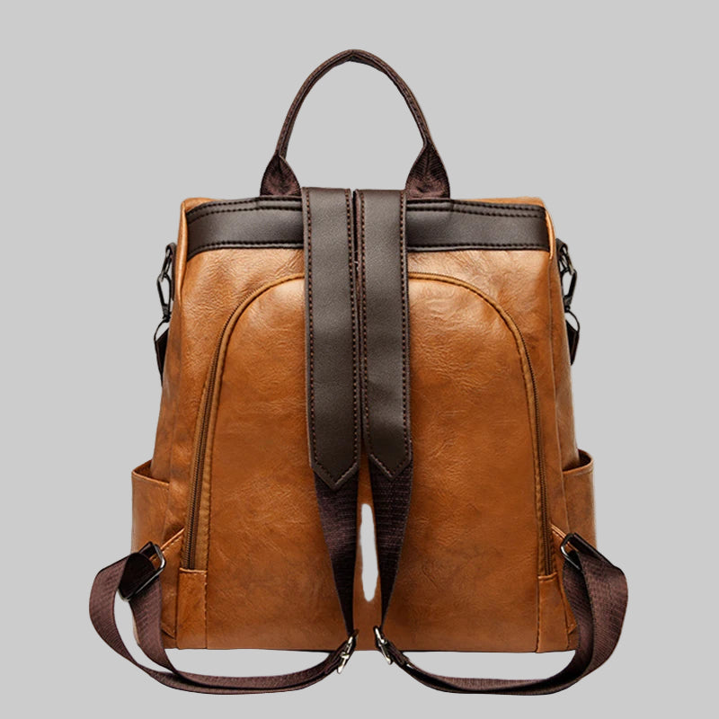 Anti-theft Mode PU Leather Travel Backpack