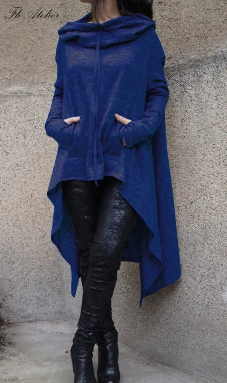 New European Style Pure Color Long Hoodie - Fashion Trends