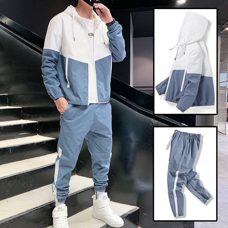 Hooded Jacket and Joggers Tracksuit Set