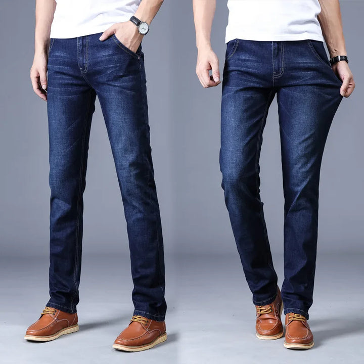 2022 Men's Stretch Jeans - Classic Elastic Business Denim Pants for Comfort and Style - Slim Straight Fit