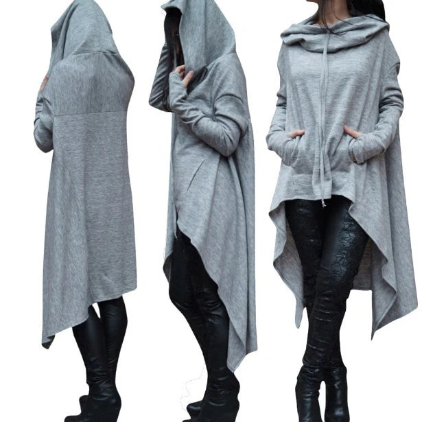 New European Style Pure Color Long Hoodie - Fashion Trends
