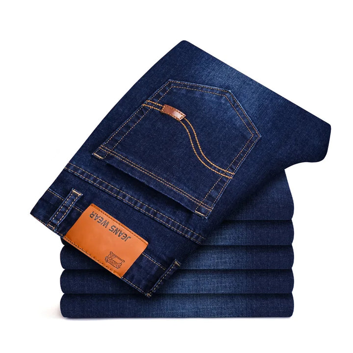 2022 Men's Stretch Jeans - Classic Elastic Business Denim Pants for Comfort and Style - Slim Straight Fit