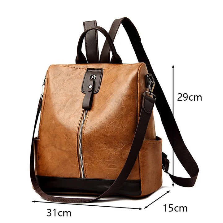 Anti-theft Mode PU Leather Travel Backpack
