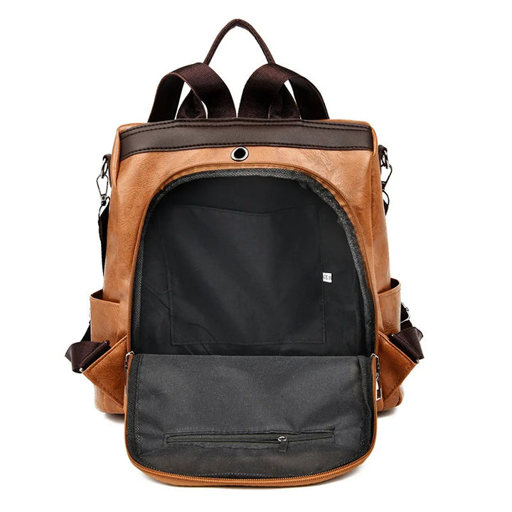 Anti-theft Mode PU Leather Travel Backpack