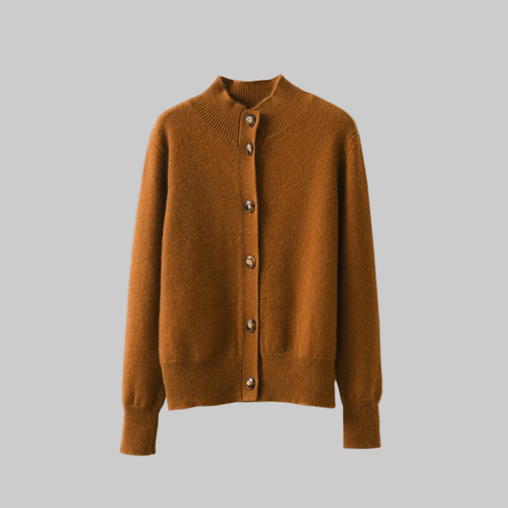 Cashmere 100% Wool Half High Neck Cardigan