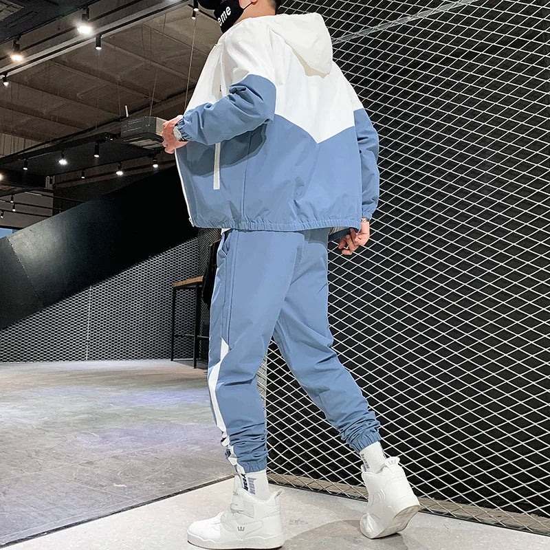 Hooded Jacket and Joggers Tracksuit Set