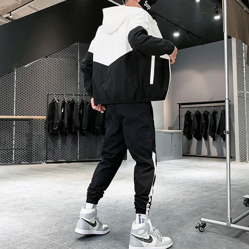 Hooded Jacket and Joggers Tracksuit Set
