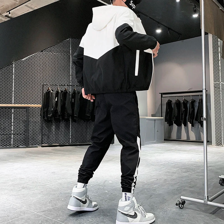Hooded Jacket and Joggers Tracksuit Set