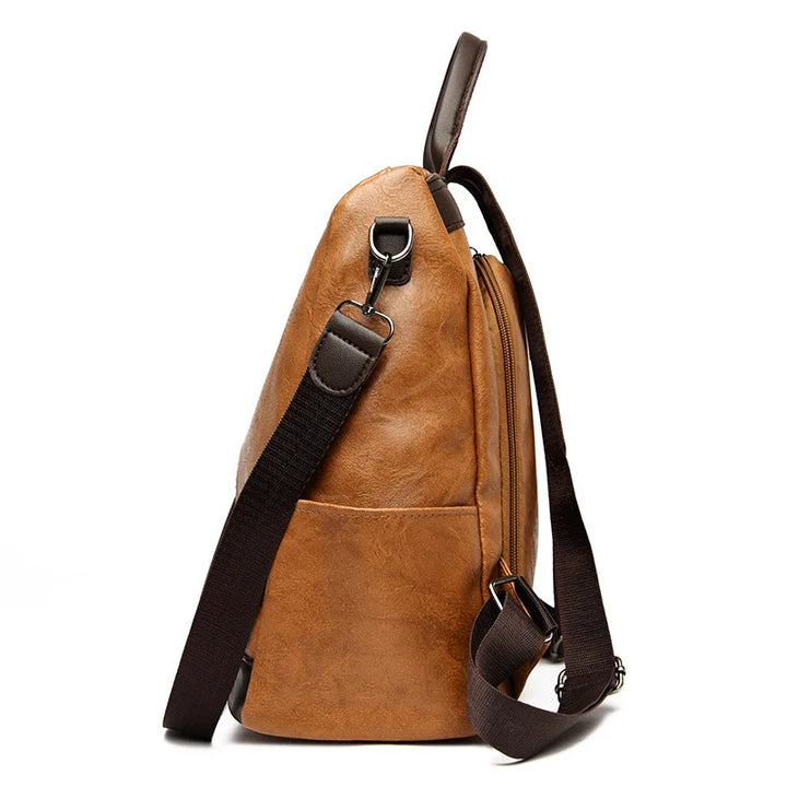Anti-theft Mode PU Leather Travel Backpack