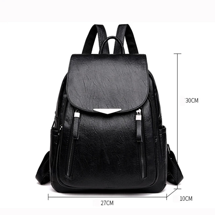 Stylish Spacious PU Leather Travel Backpack