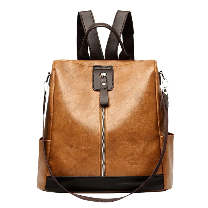 Anti-theft Mode PU Leather Travel Backpack