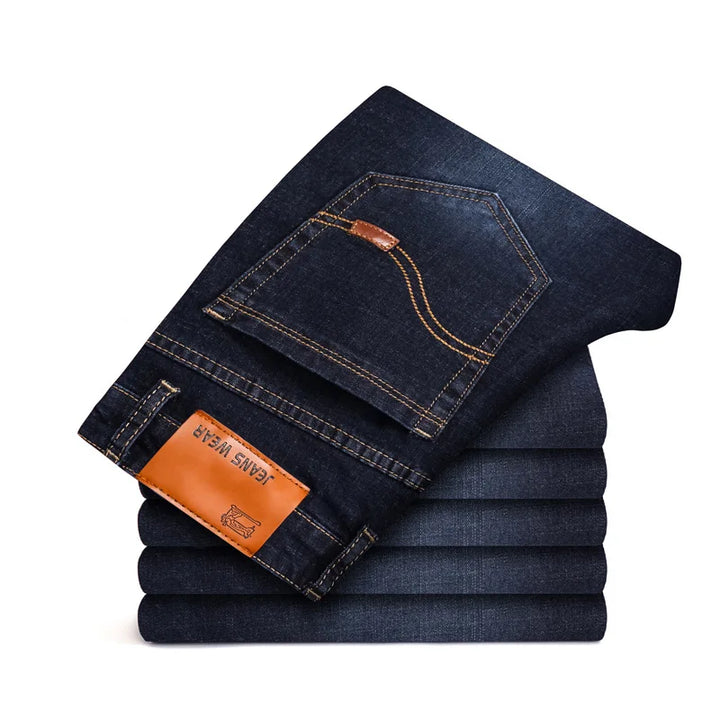 2022 Men's Stretch Jeans - Classic Elastic Business Denim Pants for Comfort and Style - Slim Straight Fit