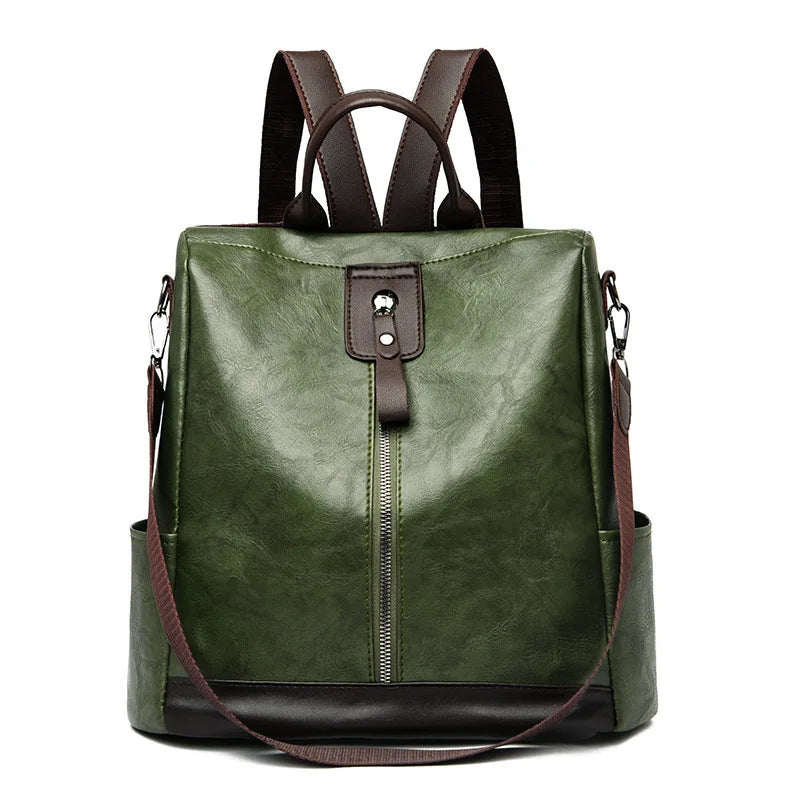 Anti-theft Mode PU Leather Travel Backpack