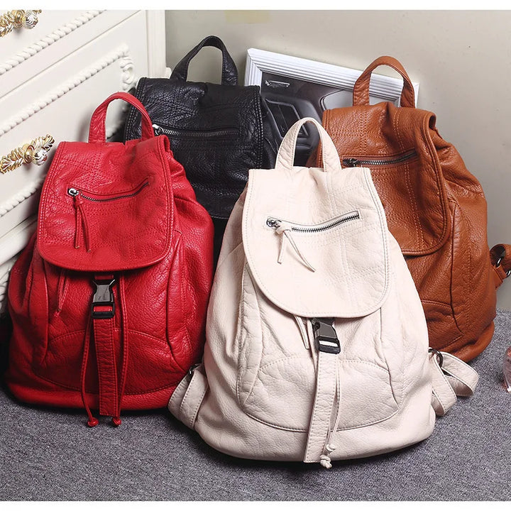 Stylish Soft Washed Leather Backpack