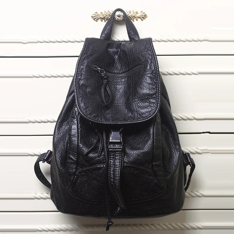 Stylish Soft Washed Leather Backpack