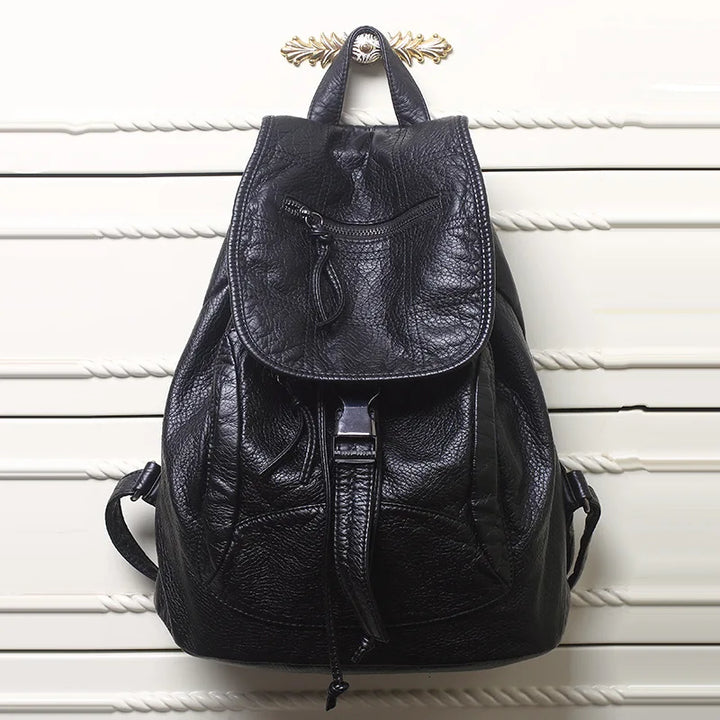 Stylish Soft Washed Leather Backpack