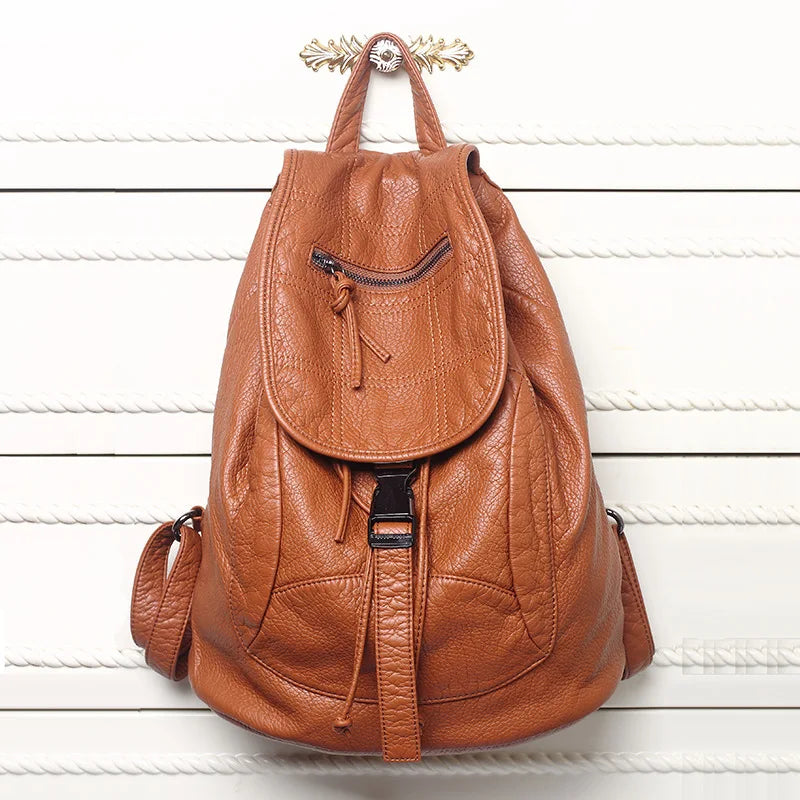 Stylish Soft Washed Leather Backpack